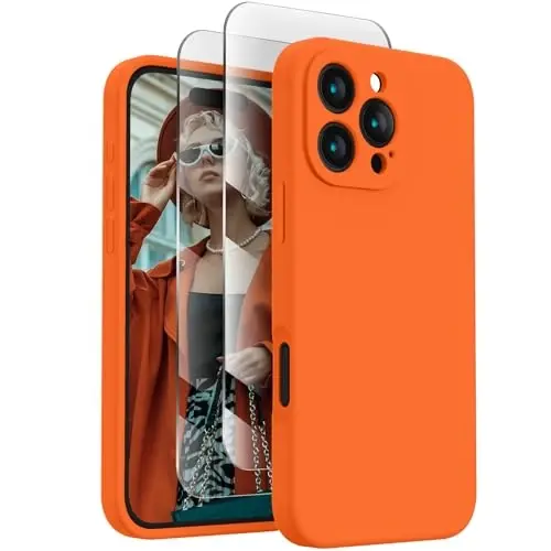 FireNova Designed for iPhone 16 Pro Max Case, Silicone Upgraded [Camera Protection] Phone Case, Soft Anti-Scratch Microfiber Lining Inside, 2024, Neon Orange - 1