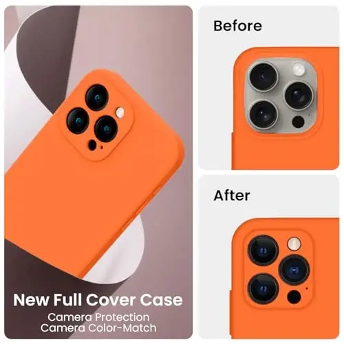 FireNova Designed for iPhone 16 Pro Max Case, Silicone Upgraded [Camera Protection] Phone Case, Soft Anti-Scratch Microfiber Lining Inside, 2024, Neon Orange - 3