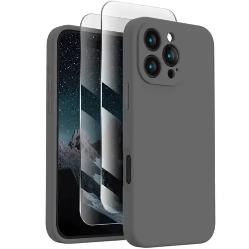 FireNova Designed for iPhone 16 Pro Max Case, Silicone Upgraded [Camera Protection] Phone Case, Soft Anti-Scratch Microfiber Lining Inside, 2024, Space Gray 