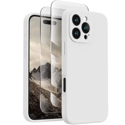 FireNova Designed for iPhone 16 Pro Max Case, Silicone Upgraded [Camera Protection] Phone Case, Soft Anti-Scratch Microfiber Lining Inside, 2024, White 