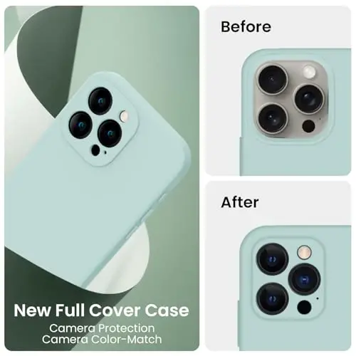 FireNova Designed for iPhone 16 Pro Max Case, Silicone Upgraded [Camera Protection] Phone Case, Soft Anti-Scratch Microfiber Lining Inside, 2024, Mint Green - 3