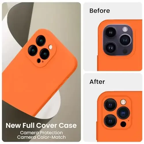 FireNova для iPhone 14 Pro, силиконовый чехол с улучшенной защитой камеры, 2 защитные пленки, мягкая подкладка из микрофибры, 6.1 дюйма, неоновый оранжевый - 3