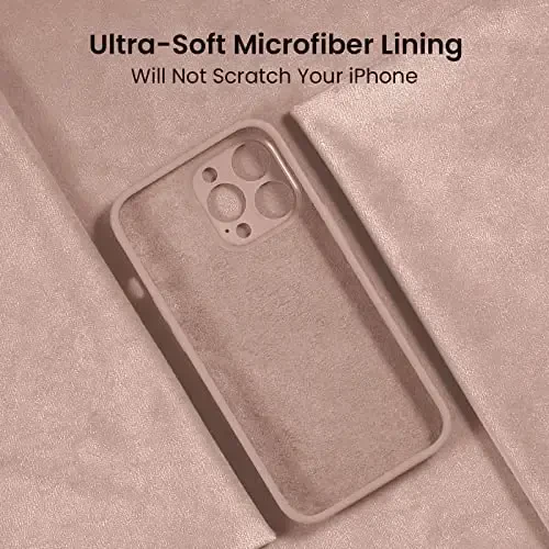 FireNova для iPhone 14 Pro, силиконовый чехол с улучшенной [защитой камеры], чехол для телефона с [2 защитными пленками], мягкая подкладка из микрофибры против царапин, 6,1 дюйма, розовый песок - 5