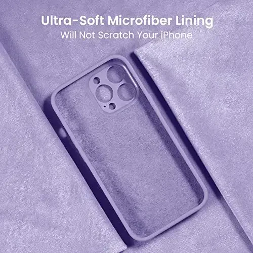 FireNova for iPhone 14 Pro Case, Silicone Upgraded [Camera Protection] Phone Case with [2 Screen Protectors], Soft Anti-Scratch Microfiber Lining Inside, 6.1 inch, Clove Purple - 5