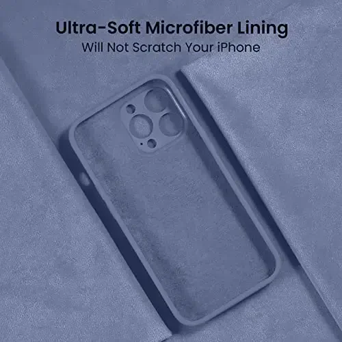 FireNova for iPhone 14 Pro Case, Silicone Upgraded [Camera Protection] Phone Case with [2 Screen Protectors], Soft Anti-Scratch Microfiber Lining Inside, 6.1 inch, Lavender Gray - 5