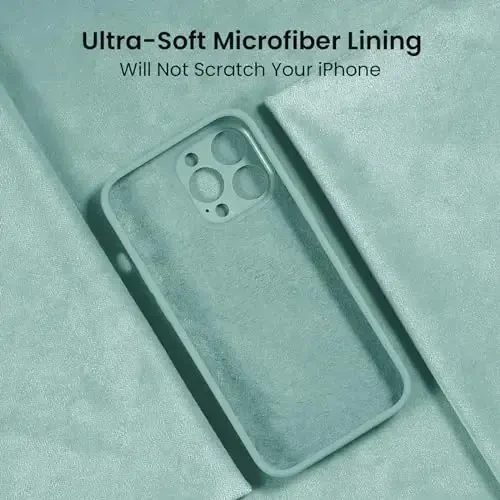 FireNova for iPhone 14 Pro Case, Silicone Upgraded [Camera Protection] Phone Case with [2 Screen Protectors], Soft Anti-Scratch Microfiber Lining Inside, 6.1 inch, Mint Green - 5