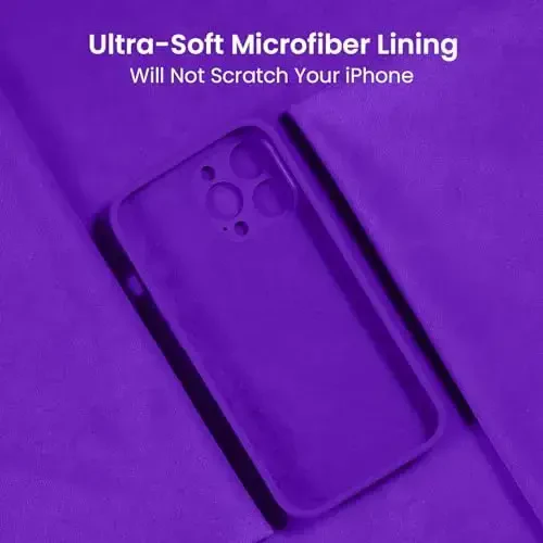 FireNova for iPhone 14 Pro Case, Silicone Upgraded [Camera Protection] Phone Case with [2 Screen Protectors], Soft Anti-Scratch Microfiber Lining Inside, 6.1 inch, Neon Purple - 5