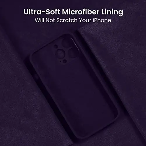 FireNova for iPhone 14 Pro Case, Silicone Upgraded [Camera Protection] Phone Case with [2 Screen Protectors], Soft Anti-Scratch Microfiber Lining Inside, 6.1 inch, Purple - 5