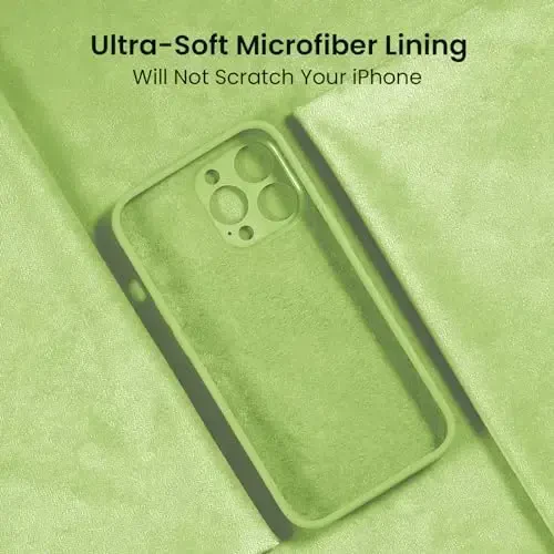 FireNova for iPhone 14 Pro Case, Silicone Upgraded [Camera Protection] Phone Case with [2 Screen Protectors], Soft Anti-Scratch Microfiber Lining Inside, 6.1 inch, Tea Green - 5