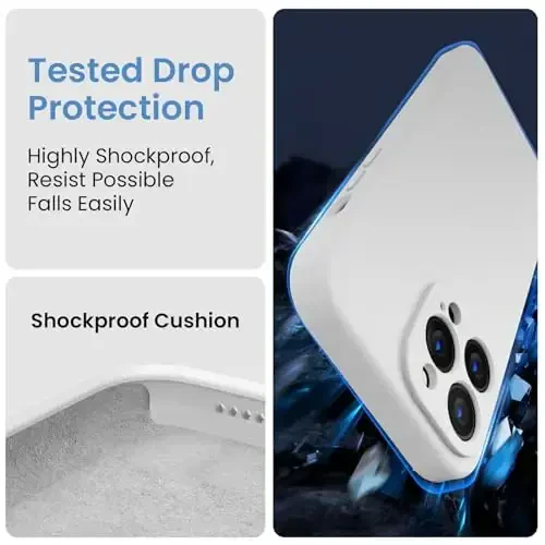 FireNova for iPhone 14 Pro Case, Silicone Upgraded [Camera Protection] Phone Case with [2 Screen Protectors], Soft Anti-Scratch Microfiber Lining Inside, 6.1 inch, White - 4