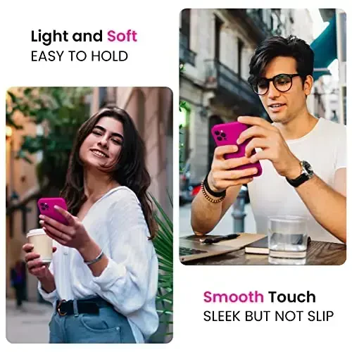 FireNova for iPhone 14 Pro Case, Silicone Upgraded [Camera Protection] Phone Case with [2 Screen Protectors], Soft Anti-Scratch Microfiber Lining Inside, 6.1 inch,Hot Pink - 2