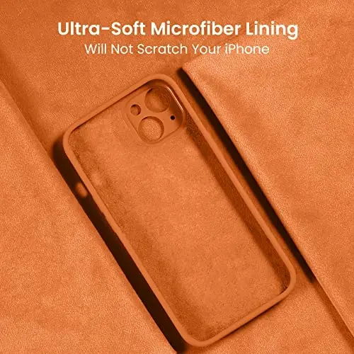 FireNova Designed for iPhone 13 Case, Silicone Upgraded [Camera Protection] Phone Case with [2 Screen Protectors], Soft Anti-Scratch Microfiber Lining Inside, 6.1 inch, Kumquat - 5