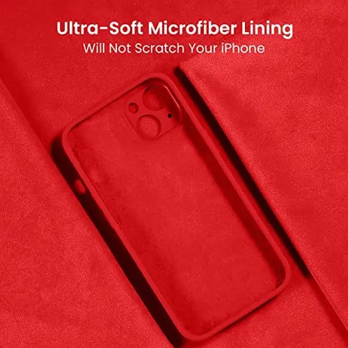 FireNova Designed for iPhone 13 Case, Silicone Upgraded [Camera Protection] Phone Case with [2 Screen Protectors], Soft Anti-Scratch Microfiber Lining Inside, 6.1 inch, Red - 5