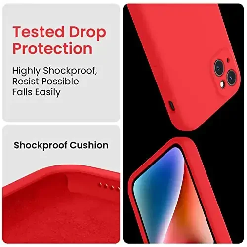 FireNova Designed for iPhone 13 Case, Silicone Upgraded [Camera Protection] Phone Case with [2 Screen Protectors], Soft Anti-Scratch Microfiber Lining Inside, 6.1 inch, Red - 4