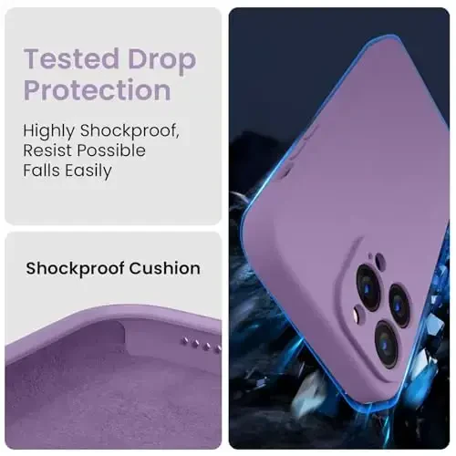 FireNova Designed for iPhone 13 Pro Max Case, Silicone [Camera Protection] Phone Case with [2 Screen Protectors], Soft Anti-Scratch Microfiber Lining Inside, 6.7 inch, Light Purple - 4