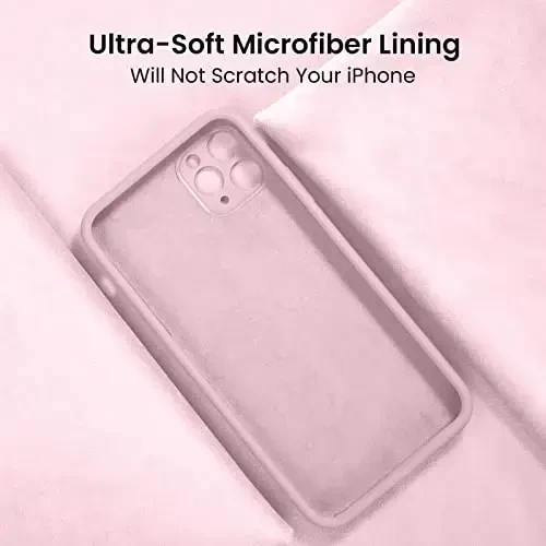 FireNova iPhone 13 Pro Max uchun чехол, silikon [Kamera himoyasi] telefon чехоли [2 ekran himoyachisi] bilan, ichida yumshoq chizishga qarshi mikrofiber qoplamasi, 6,7 dyuym, Chalk Pink - 5