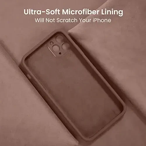 FireNova iPhone 13 Pro Max uchun g'ilof, silikon [Kamera himoyasi] Telefon g'ilofi [2 ekran himoyachisi] bilan, ichida yumshoq tirnalishga qarshi mikrofiber astar, 6,7 dyuym, och jigarrang - 5