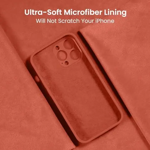 FireNova iPhone 13 Pro Max uchun g‘ilof, silikon [Kamera himoyasi] telefon g‘ilofi [2 ekran himoyachisi] bilan, ichida yumshoq tirnalishga qarshi mikrofiber astar, 6,7 dyuym, Pushti Pomelo - 5