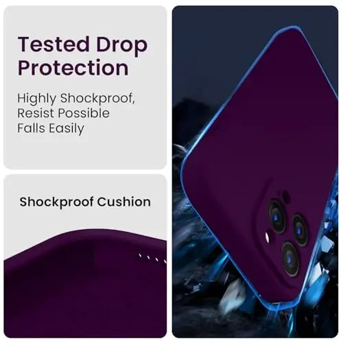 FireNova iPhone 13 Pro Max uchun g'ilof, silikon [Kamera himoyasi] telefon g'ilofi, [2 ekran himoyachisi] bilan, ichida yumshoq tirnalishga qarshi mikrofiber astar, 6,7 dyuym, to'q qizil - 4