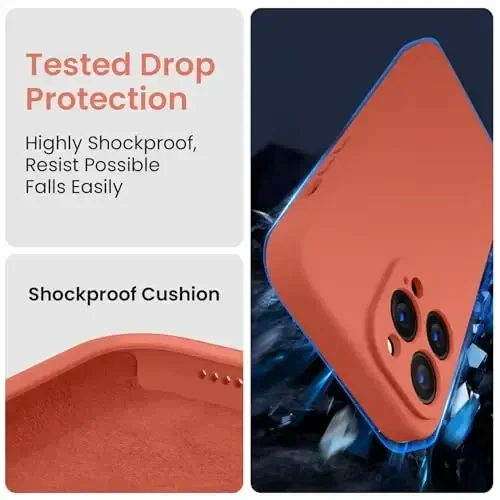 FireNova iPhone 13 Pro Max uchun g‘ilof, silikon [Kamera himoyasi] telefon g‘ilofi, [2 ekran himoyachisi] bilan, ichida yumshoq tirnalishga qarshi mikrofiber qoplamasi, 6,7 dyuym, pushti pomelo - 4