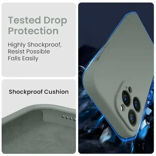 FireNova iPhone 13 Pro Max uchun moʻljallangan gʻilof, silikon [Kamera himoyasi] Telefon gʻilofi [2 ekran himoyachisi] bilan, ichida yumshoq chizishga qarshi mikrofiber astar, 6,7 dyuym, Calke yashil - 4