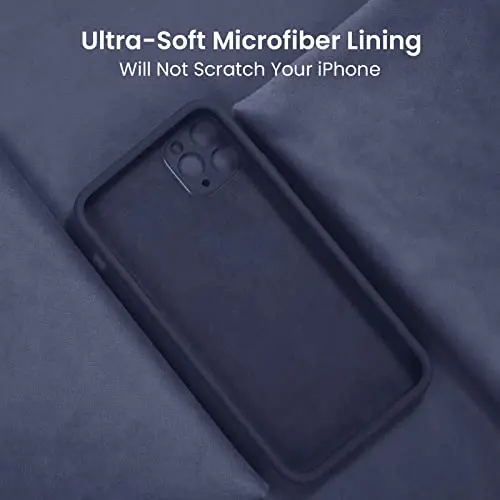 FireNova iPhone 13 Pro Max uchun mo'ljallangan g'ilof, silikon [Kamera himoyasi] telefon g'ilofi [2 ekran himoyachisi] bilan, ichida yumshoq tirnalishga qarshi mikrofiber astar, 6,7 dyuym, to'q ko'k - 5