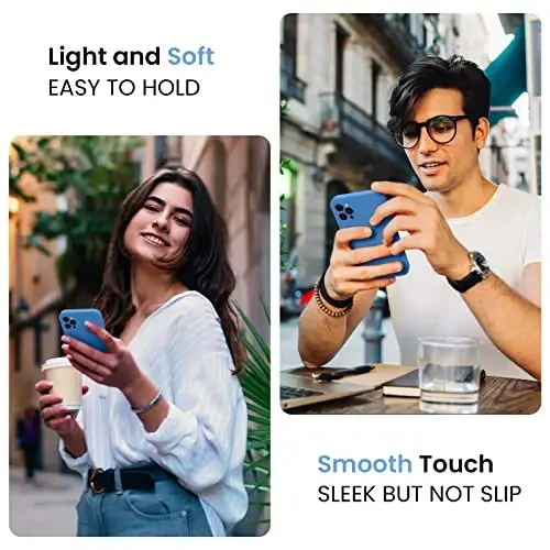 FireNova iPhone 13 Pro Max uchun mo'ljallangan g'ilof, silikon [Kamera himoyasi] Telefon g'ilofi [2 ekran himoyachisi] bilan, ichki qismi yumshoq chizilishga qarshi mikrofiber qoplamali, 6,7 dyuym, ko'k - FIRENOVA (1)