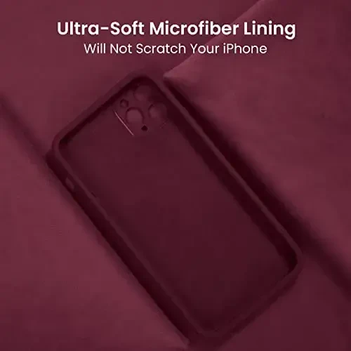 FireNova iPhone 13 Pro Max uchun mo'ljallangan g'ilof, silikon [Kamera himoyasi] Telefon g'ilofi [2 ekran himoyachisi] bilan, ichki qismi yumshoq tirnalishga qarshi mikrofiber astar, 6,7 dyuym, olxo'ri - 5