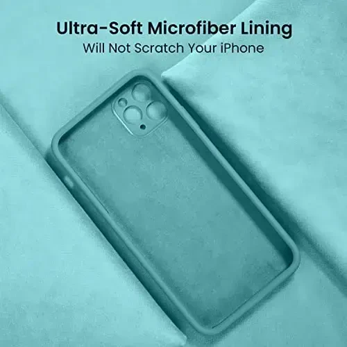 FireNova iPhone 13 Pro Max uchun mo'ljallangan g'ilof, silikon [Kamera himoyasi] Telefon g'ilofi [2 ekran himoyachisi] bilan, ichki qismi yumshoq tirnalishga qarshi mikrofiber astarli, 6,7 dyuym, dengiz ko'ki - 5