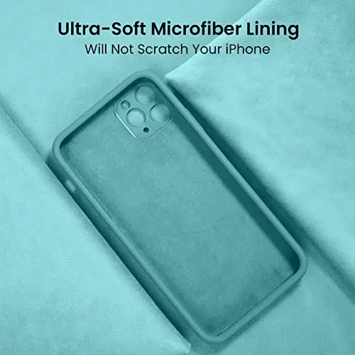 FireNova iPhone 13 Pro Max uchun mo'ljallangan g'ilof, silikon [Kamera himoyasi] Telefon g'ilofi [2 ekran himoyachisi] bilan, ichki qismi yumshoq tirnalishga qarshi mikrofiber astarli, 6,7 dyuym, dengiz ko'ki - 5