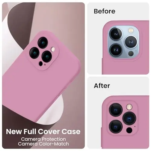 FireNova iPhone 13 Pro Max uchun moʻljallangan gʻilof, silikon [Kamera himoyasi] Telefon gʻilofi [2 ekran himoyachisi] bilan, ichki qismi yumshoq tirnalishga qarshi mikrofiber astarli, 6,7 dyuym, Lilac Purple - 3