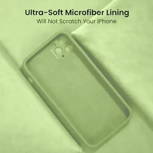 FireNova iPhone 13 Pro Max uchun mo'ljallangan g'ilof, silikon [Kamera himoyasi] telefon g'ilofi [2 ekran himoyachisi] bilan, ichki qismi yumshoq tirnalishga qarshi mikrofiber qoplamali, 6,7 dyuym, choy yashil - 5