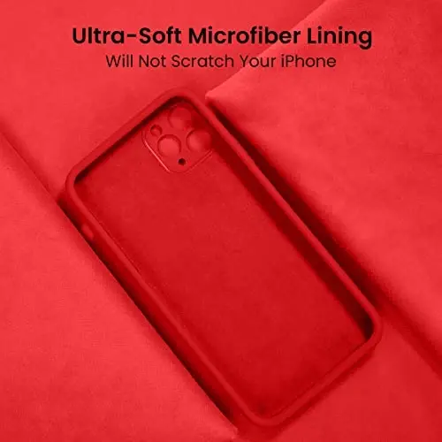 FireNova iPhone 13 Pro Max uchun moʻljallangan gʻilof, silikon [Kamera himoyasi] telefon gʻilofi [2 ekran himoyachisi] bilan, ichki qismi yumshoq tirnalishga qarshi mikrofiber qoplamali, 6,7 dyuym, qizil - 5