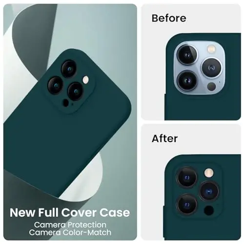 FireNova iPhone 13 Pro Max uchun mo'ljallangan g'ilof, silikon [Kamera himoyasi] Telefon g'ilofi [2 ekran himoyachisi] bilan, ichki qismida yumshoq tirnalishga qarshi mikrofiber astar, 6,7 dyuym, Teal - 3