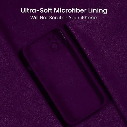 FireNova iPhone 13 Pro uchun mo'ljallangan g'ilof, silikon yangilangan [Kamera himoyasi] Telefon g'ilofi [2 ekran himoyachisi] bilan, ichki qismi yumshoq tirnalishga qarshi mikrofiber astar, 6,1 dyuym, to'q qizil vino - 5