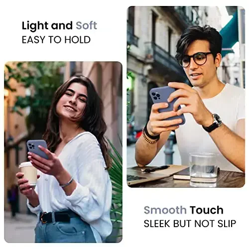 FireNova iPhone 13 Pro uchun mo'ljallangan g'ilof, Silikon yangilangan [Kamera himoyasi] Telefon g'ilofi [2 ekran himoyachisi] bilan, Yumshoq tirnalishga qarshi mikrofiber astar ichida, 6,1 dyuym, Lavanda kulrang - 2