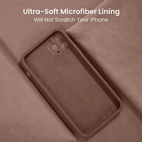 FireNova iPhone 13 Pro uchun mo'ljallangan g'ilof, Silikon yangilangan [Kamera himoyasi] Telefon g'ilofi [2 ekran himoyachisi] bilan, Yumshoq tirnalishga qarshi mikrofiber astar ichida, 6,1 dyuym, och jigarrang - 5