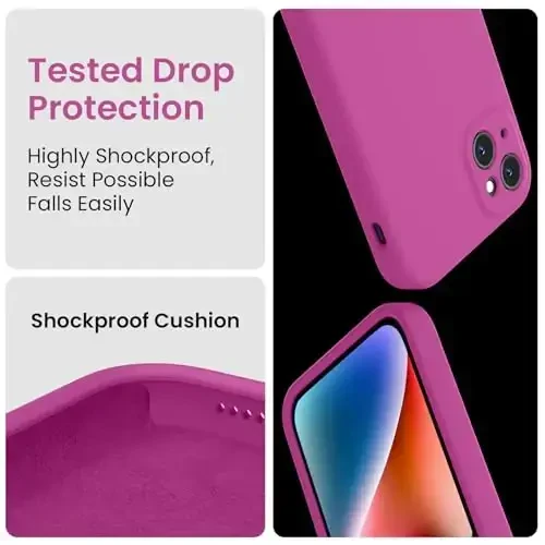 FireNova iPhone 13 uchun mo'ljallangan g'ilof, silikon yangilangan [Kamera himoyasi] Telefon g'ilofi [2 ekran himoyachisi] bilan, ichida yumshoq tirnalishga qarshi mikrofiber astar, 6,1 dyuym, hayratlanarli pushti - 4