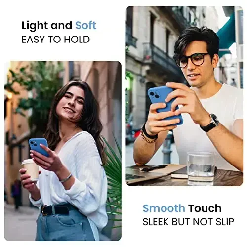 FireNova iPhone 13 uchun mo‘ljallangan g‘ilof, silikon yangilangan [Kamera himoyasi] Telefon g‘ilofi [2 ekran himoyachisi] bilan, ichki qismi yumshoq tirnalishga qarshi mikrofiber astar, 6,1 dyuym, ko‘k - 2