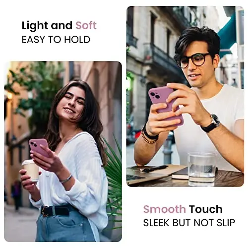 FireNova iPhone 13 uchun mo'ljallangan g'ilof, silikon yangilangan [Kamera himoyasi] Telefon g'ilofi [2 ekran himoyachisi] bilan, ichki qismi yumshoq tirnalishga qarshi mikrofiber astar, 6,1 dyuym, lila binafsha - FIRENOVA (1)