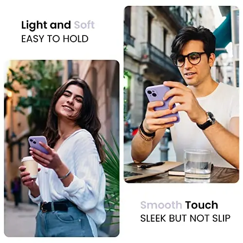 FireNova iPhone 13 uchun mo'ljallangan g'ilof, silikon yangilangan [Kamera himoyasi] Telefon g'ilofi [2 ekran himoyachisi] bilan, ichki qismi yumshoq tirnalishga qarshi mikrofiber qoplamali, 6.1 dyuym, Chinnigul binafsha - FIRENOVA (1)