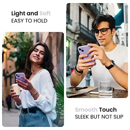 FireNova iPhone 13 uchun mo'ljallangan g'ilof, silikon yangilangan [Kamera himoyasi] Telefon g'ilofi [2 ekran himoyachisi] bilan, ichki qismi yumshoq tirnalishga qarshi mikrofiber qoplamali, 6,1 dyuym, chinnigullar binafshasi - 2