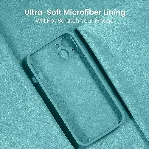 FireNova iPhone 13 uchun mo'ljallangan g'ilof, silikon yangilangan [Kamera himoyasi] Telefon g'ilofi [2 ekran himoyachisi] bilan, ichki yumshoq tirnalishga qarshi mikrofiber astar, 6,1 dyuym, dengiz ko'k - 5