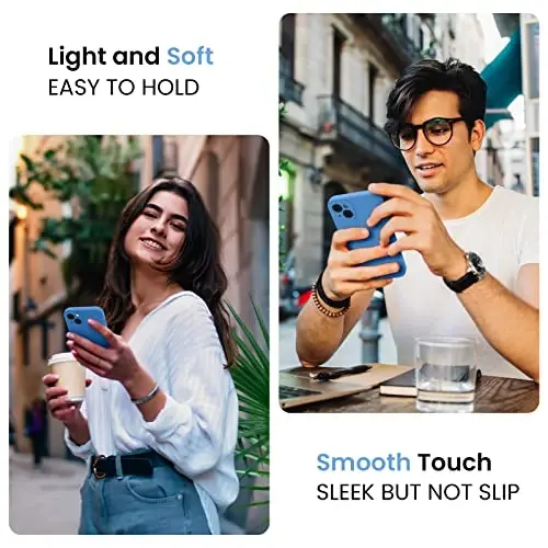 FireNova iPhone 13 uchun mo'ljallangan g'ilof, Silikon yangilangan [Kamera himoyasi] Telefon g'ilofi [2 ekran himoyachisi] bilan, Yumshoq chizilishga qarshi mikrofiber astar ichida, 6.1 dyuym, Moviy - 2