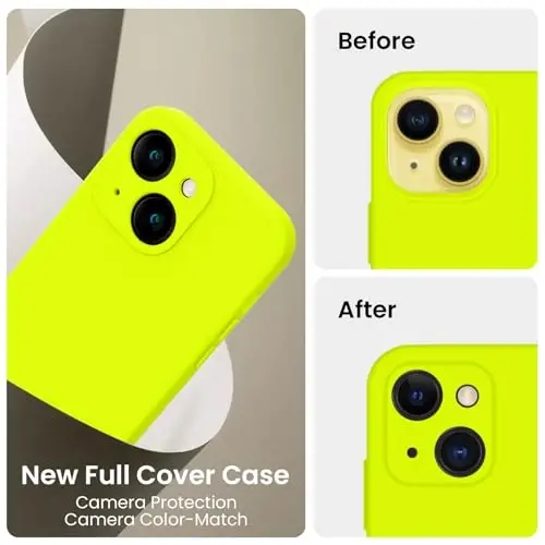 FireNova Designed for iPhone 14 Case, Silicone Upgraded [Camera Protection] Phone Case with [2 Screen Protectors], Soft Anti-Scratch Microfiber Lining Inside, 6.1 inch, Fluorescent Green - 3