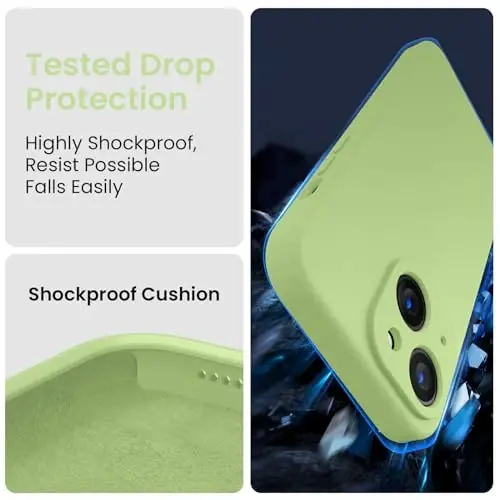 FireNova Designed for iPhone 14 Case, Silicone Upgraded [Camera Protection] Phone Case with [2 Screen Protectors], Soft Anti-Scratch Microfiber Lining Inside, 6.1 inch, Tea Green - 4