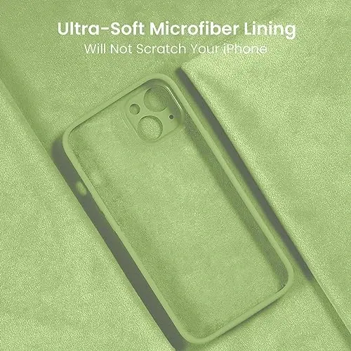 FireNova Designed for iPhone 14 Case, Silicone Upgraded [Camera Protection] Phone Case with [2 Screen Protectors], Soft Anti-Scratch Microfiber Lining Inside, 6.1 inch, Tea Green - 5