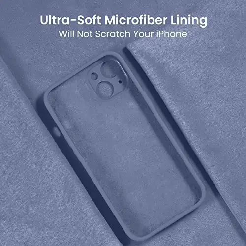 FireNova Designed for iPhone 14 Case, Silicone Upgraded [Camera Protection] Phone Case with [2 Screen Protectors], Soft Anti-Scratch Microfiber Lining Inside, 6.1 inch, Lavender Gray - 5