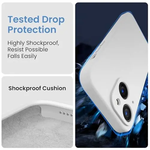 FireNova Designed for iPhone 14 Case, Silicone Upgraded [Camera Protection] Phone Case with [2 Screen Protectors], Soft Anti-Scratch Microfiber Lining Inside, 6.1 inch, White - 4