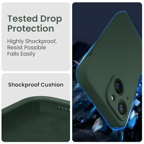 FireNova Designed for iPhone 14 Case, Silicone Upgraded [Camera Protection] Phone Case with [2 Screen Protectors], Soft Anti-Scratch Microfiber Lining Inside, 6.1 inch, Alpine Green - 4